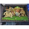 Image 1 : 54X38 VINTAGE DOGS PLAYING POOL PICTURE ON COTTON