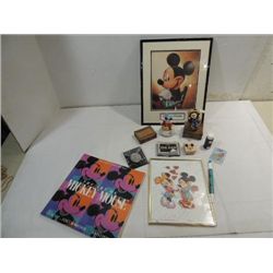 LOT 9 ASSORTED MICKEY MOUSE COLLECTIBLES: PRINTS,