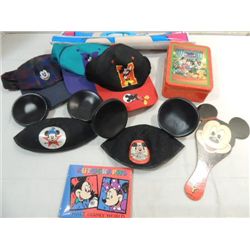 LOT 9 MICKEY MOUSE COLLECTIBLES: 2 MOUSE EARS, 4