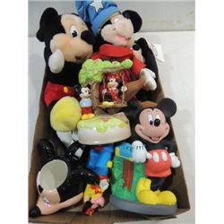 LOT 8 MICKEY MOUSE COLLECTIBLES: 4 PLUSH MICKEY,