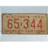 VINTAGE 1940 WISCONSIN LICENSE PLATE