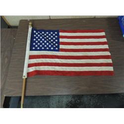 VINTAGE 3X2 50 STAR UNITED STATES FLAG, MAPLE POLE