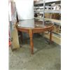 Image 1 : 48"D X 36"H ROUND MAHOGANY TABLE WITH GLASS TOP