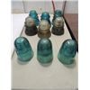 Image 1 : LOT 9 VINTAGE GLASS ELECTRICAL INSULATORS: 3