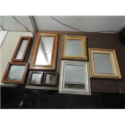 LOT 8 ASSORTED SIZE & STYLE WALL MIRRORS