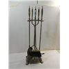 Image 1 : VINTAGE METAL FIREPLACE STAND, POKER, TONG, SHOVEL