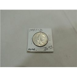 1951-D UNCIRCULATED FRANKLIN HALF DOLLAR