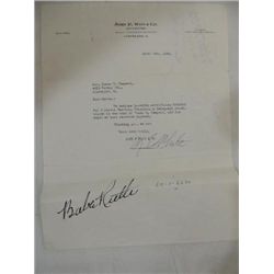 BABE RUTH SIGNATURE AUTOGRAPH ON DOCUMENT NO COA