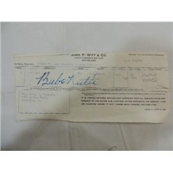 BABE RUTH SIGNATURE AUTOGRAPH ON DOCUMENT NO COA