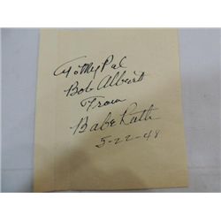BABE RUTH CUT SIGNATURE AUTOGRAPH NO COA