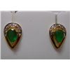 Image 1 : Earring of Diamond 0.12 Ctw, Emerald 1.24 Ctw in 3.03g 14kt Yellow Gold