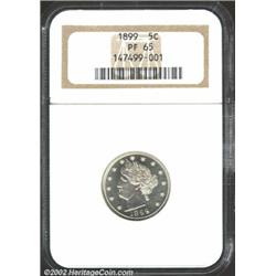 1899 5C PR65 NGC. Boldly struck with deeply mirrored, watery fields. The surfaces are bathed in a sp