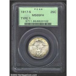 1917-S 25C Type One MS65 Full Head PCGS. This is a gorgeous Gem whose surfaces are awash in thick, r