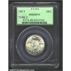 1917 25C Type Two MS65 Full Head PCGS. The reverse has speckled golden-brown patina. A flashy Gem wi