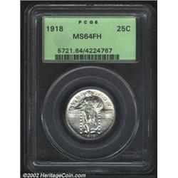 1918 25C MS64 Full Head PCGS. A lightly toned and lustrous near-Gem with clean surfaces and an above