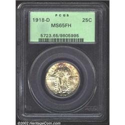 1918-D 25C MS65 Full Head PCGS. Struck in respectable numbers (7.3 million pieces), the 1918-D, none