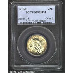 1918-D 25C MS65 Full Head PCGS. One of several Gem Full Head '18-D Quarters in this sale, the surfac