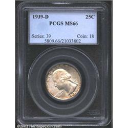 1939-D 25C MS66 PCGS. Speckled golden-brown peripheral patina with steel-gray color in the centers..