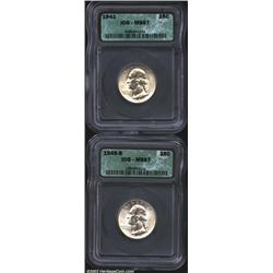 1941 25C MS67 ICG, a lustrous Superb Gem with remarkable preservation; and a 1945-S MS67 ICG, the re