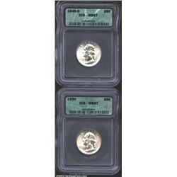 1949-D 25C MS67 ICG, full luster with a light dusting of golden patina, only one piece has been cert