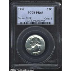 1936 25C PR65 PCGS. A well struck and brilliant Gem that has seemingly unimprovable surfaces. A wond