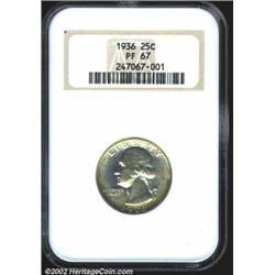 1936 25C PR67 NGC. Only 3,837 pieces were struck of this scarce proof issue. As with all the other d