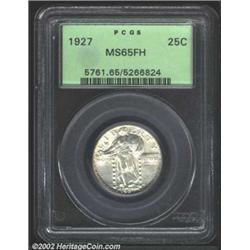 1927 25C MS65 Full Head PCGS. The milky gold patina is very light. A lustrous Gem with an impressive