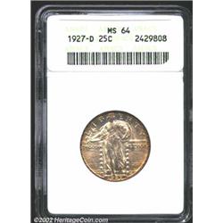 1927-D 25C MS64 ANACS. Both sides have rich and original golden-brown patina. A lustrous and impress