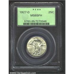 1927-D 25C MS65 Full Head PCGS. Lightly sprinkled with tan-gold patina. A lustrous Gem with a decent