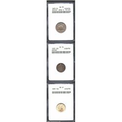 1873 5C Open 3 Nickel AU55 ANACS, lustrous, bright steel surfaces with only a touch of wear on the h