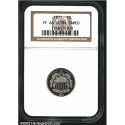 1871 5C PR66 Deep Cameo NGC. The 1871 (960 pieces produced) ranks seventh in rarity among proof Shie