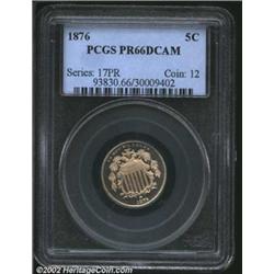 1876 5C PR66 Deep Cameo PCGS. While not a rare date in an absolute sense, the proof 1876 is difficul