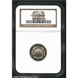 1877 5C PR66 Cameo NGC. The proof-only 1877 has long enjoyed a place of honor in the Shield Nickel s