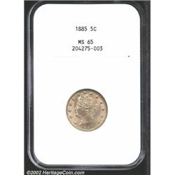 1885 5C MS65 NGC. This Gem 1885 Nickel is an important coin that should be of interest to a number o