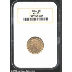 1886 5C MS65 NGC. This is an issue that we have a great deal of respect for. In this case, the low o