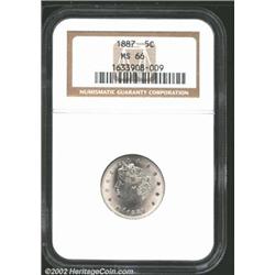 1887 5C MS66 NGC. Richly frosted with above average striking detail, this bright example is bursting
