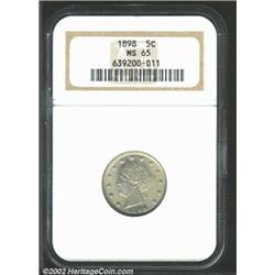 1898 5C MS65 NGC. Light, even steel-gray toning covers each side. Well defined.From the Jim Joyner C