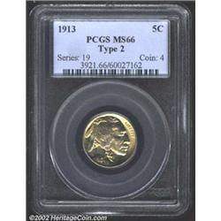 1913 5C Type Two MS66 PCGS. A light honey example. Attractively undulating surfaces compensate for t