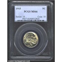 1915 5C MS66 PCGS. A pleasing apricot grey example. Somewhat softly struck on the obverse legends bu