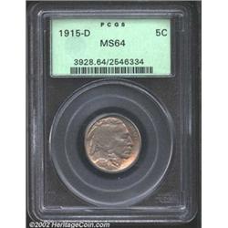 1915-D 5C MS64 PCGS. Greenish-gray and golden patina with muted luster and only a few light contact.