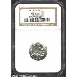 1915-S 5C MS65 NGC. A very different coin from the other MS65 above, this piece is brilliant through