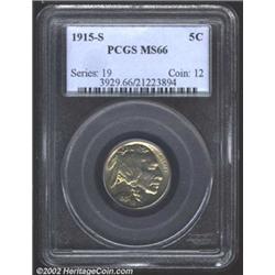 1915-S 5C MS66 PCGS. A splendid example of this popular, early Buffalo Nickel. From a technical stan