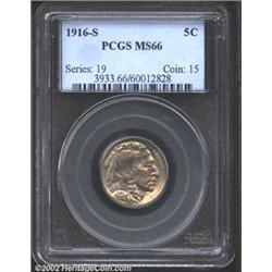 1916-S 5C MS66 PCGS. While Gem 1916-S Nickels are occasionally available (see the lot above), in gra