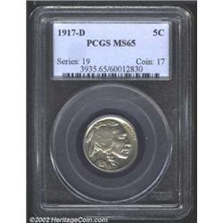 1917-D 5C MS65 PCGS. The 1917-D is an issue that seems to have entered circulation and stayed there.