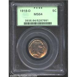 1918-D 5C MS64 PCGS. Golden violet sunset patina. Characteristically softly struck, but with very at
