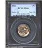 1921 5C MS66 PCGS. Brilliant lustrous appearance with some faint crimson overtones. This coin featur