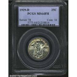 1929-D 25C MS64 Full Head PCGS. A lustrous and well preserved near-Gem that has light maroon patina.