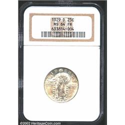 1929-D 25C MS64 Full Head NGC. A lustrous near-Gem that has faint golden-brown patina. A nicely stru