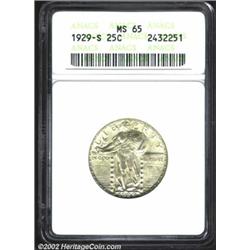 1929-S 25C MS65 ANACS. A lustrous Gem with an above average strike and light olive-apricot patina. C