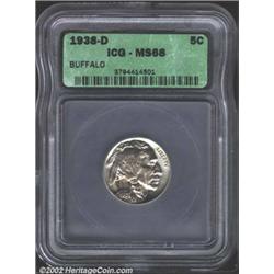 1938-D 5C MS68 ICG. Brilliant luster with a hint of blue patina. The strike is near-perfection and t